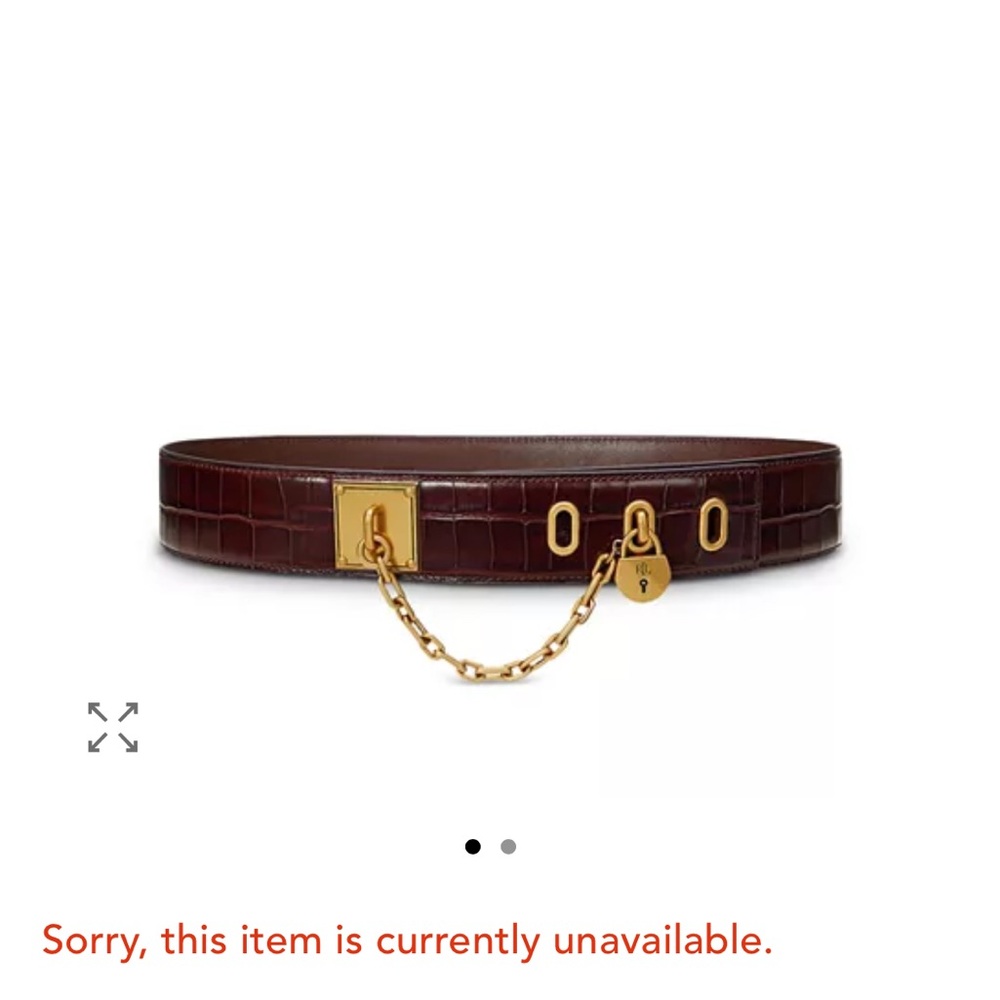 Lauren Ralph Lauren Leather Croc Embossed Belt - Dark Mahogany